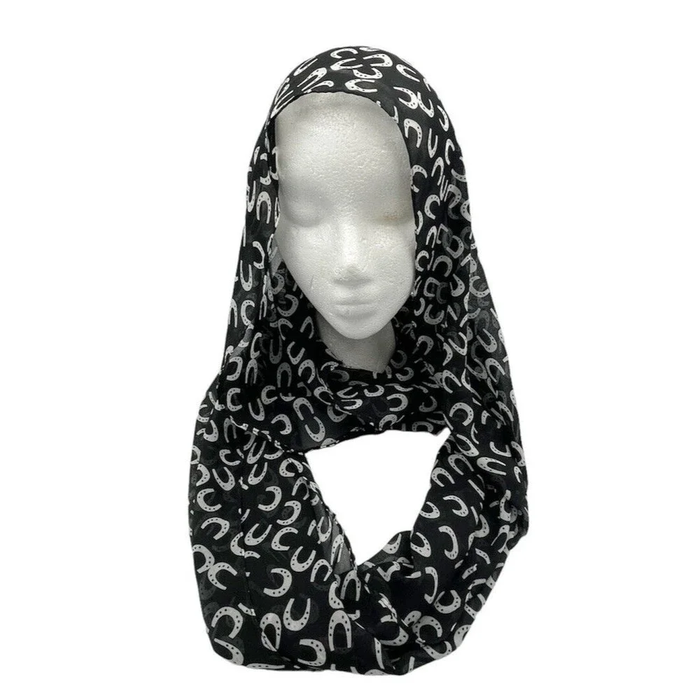 Infinity Black Scarf horseshoe print